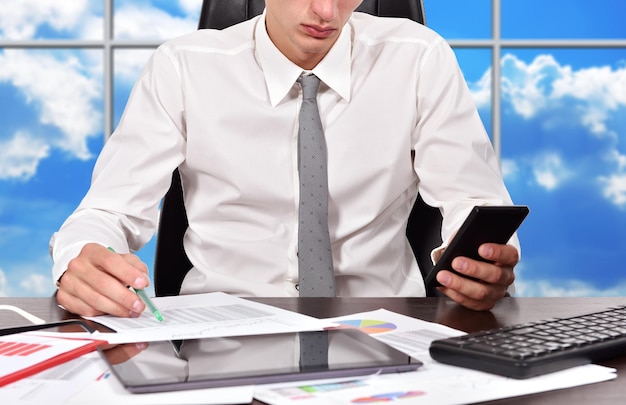 Businessman working in office