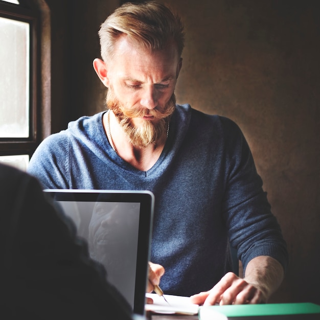 Businessman working on project 