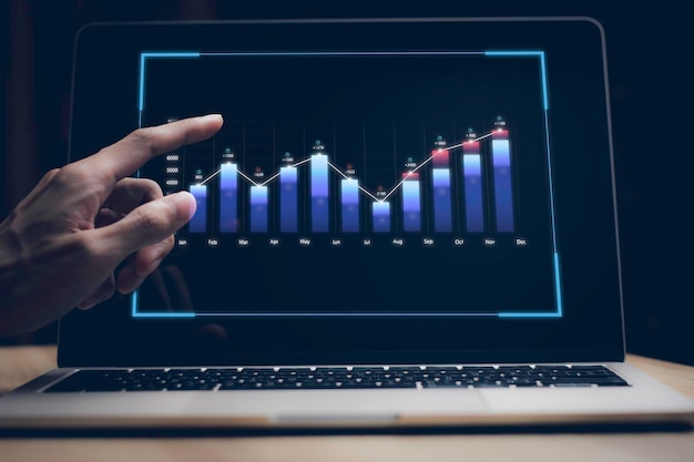 Businessman working with business Analytics and Data Management System on computer online document management and metrics connected to database Corporate strategy for finance operations sales