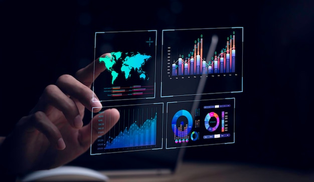 Businessman working with business Analytics and Data Management System on computer online document management and metrics connected to database Corporate strategy for finance operations salesx9