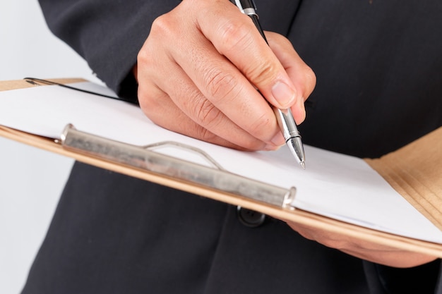 Businessman working with documents sign up contract