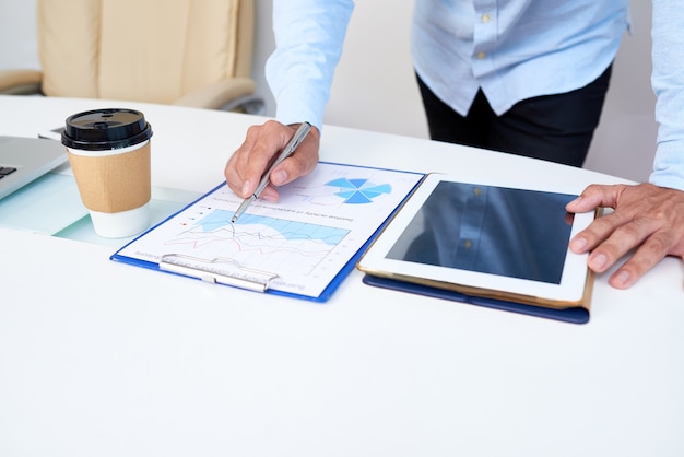 Businessman working with financial report