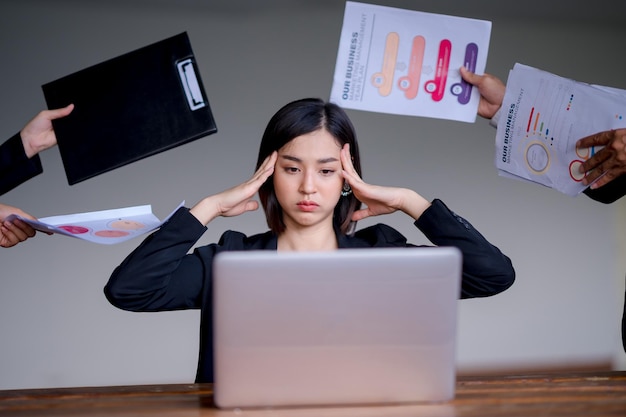 Businessman worried and stressed by his friends