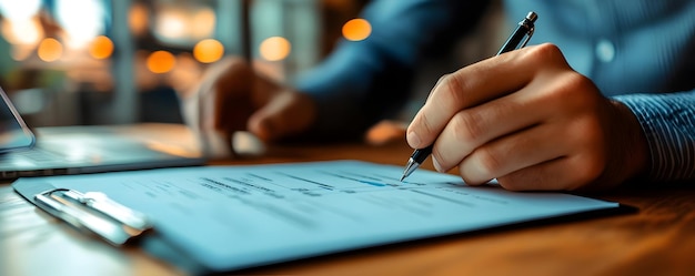 Businessman Writing Notes Realistic Image