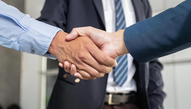 Businessmen making handshake with partner greeting dealing merger and acquisition