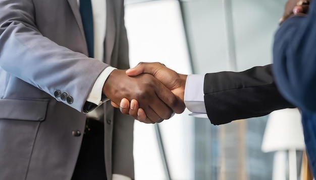 Businessmen making handshake with partner greeting dealing merger and acquisition