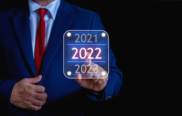 Businessmen pointing out goals companies organizations future growth 2021 to 2022