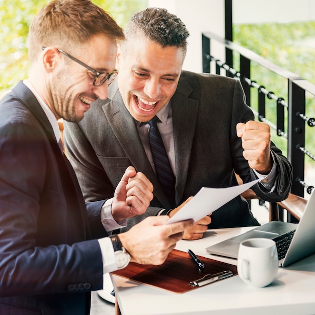 Businessmen Success Gesture Cheerful Concept