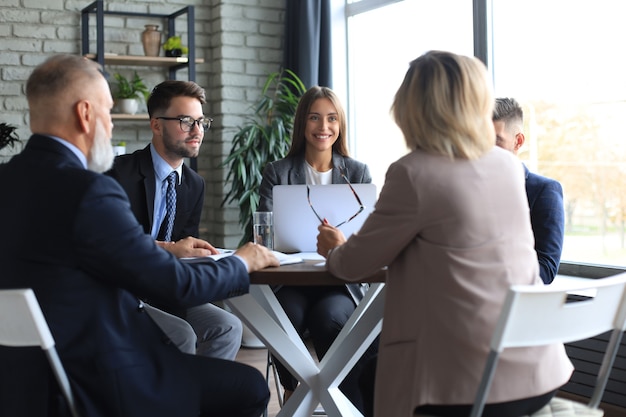 Businessmen teamwork brainstorming meeting to discuss plans of the investment.