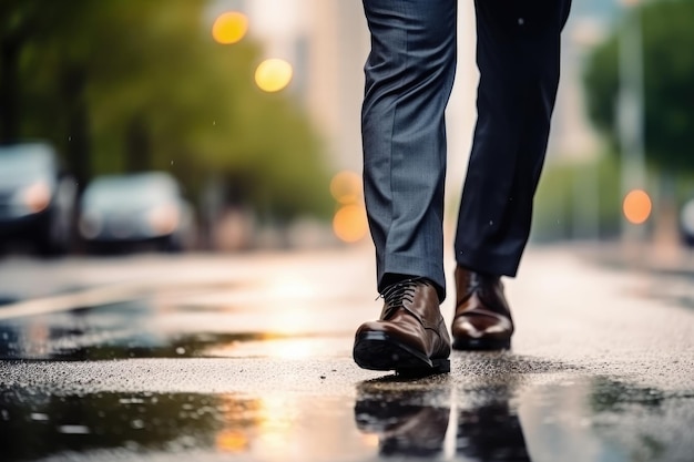 Businessmen walking on street and road to success