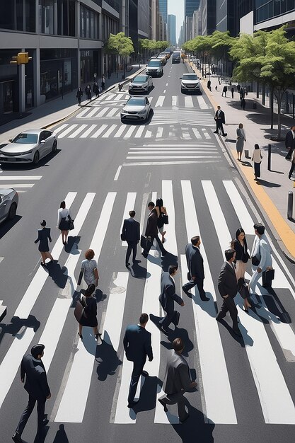 Businesspeople using the street zebra crossing Generative Ai