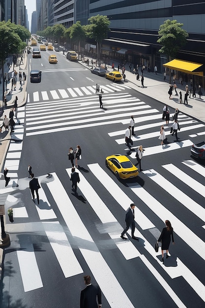 Photo businesspeople using the street zebra crossing generative ai