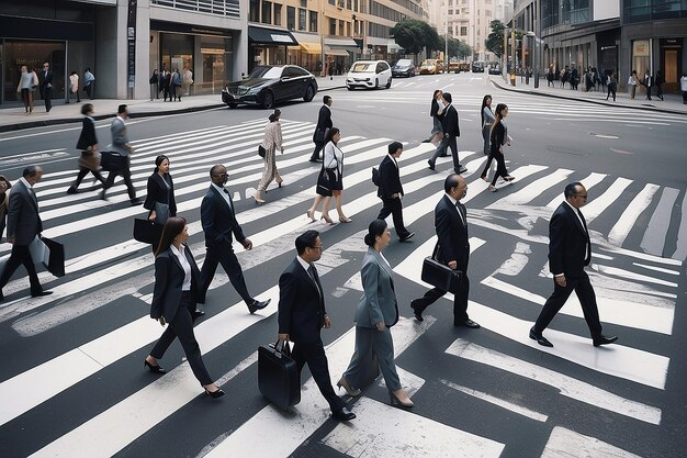 Businesspeople using the street zebra crossing Generative Ai