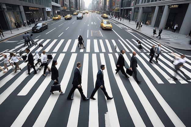 Businesspeople using the street zebra crossing Generative Ai