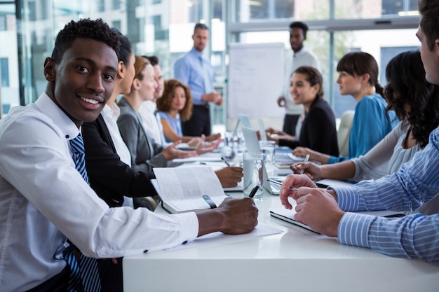 Businesspeople working at office