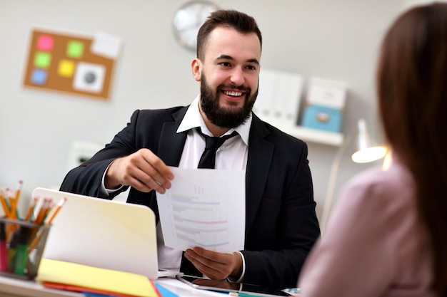 businesspeople working together in office