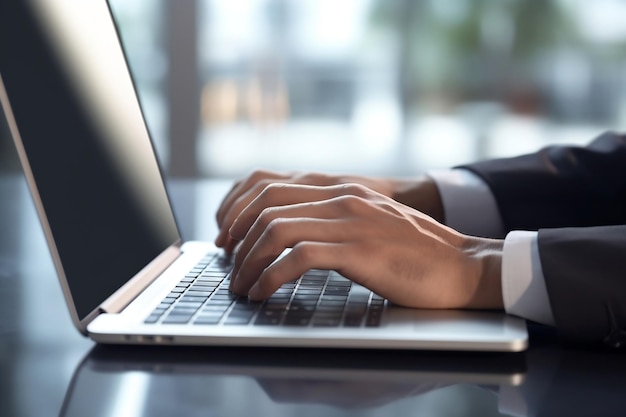 Businessperson Typing on Laptop Generative AI