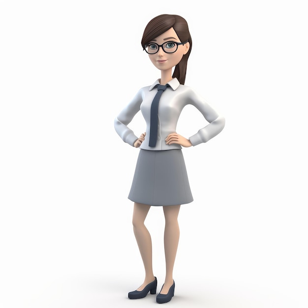 Businesswoman 3D Girl on white background generative AI