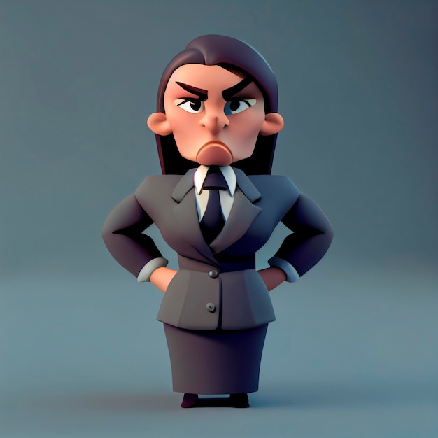 Businesswoman character in suit 3d