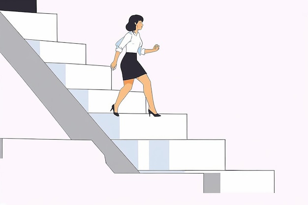 Businesswoman Climbing Career Ladder Female Leader and Entrepreneur Going Up Stairs