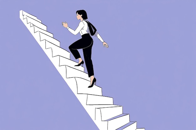 Businesswoman Climbing Career Ladder Female Leader and Entrepreneur Going Up Stairs