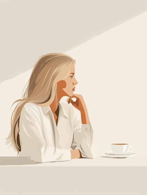 Photo businesswoman on coffee break aesthetic illustration generative ai