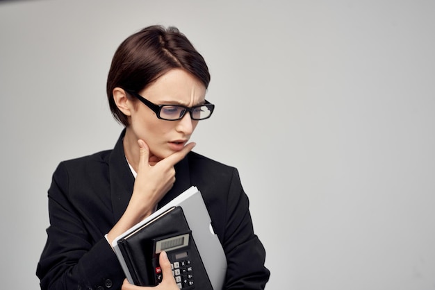 Businesswoman documents Professional Job isolated background