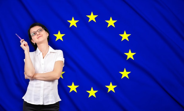 Businesswoman and European Union flag