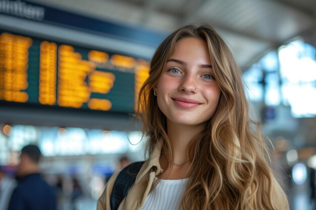 A businesswoman facing an information board Generative Ai