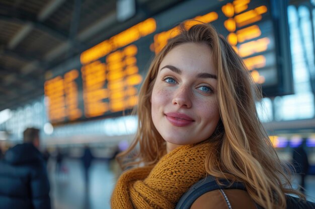 A businesswoman facing an information board Generative Ai