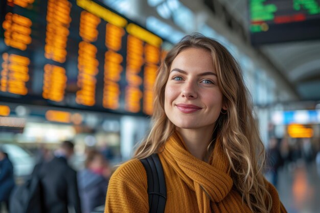 A businesswoman facing an information board Generative Ai