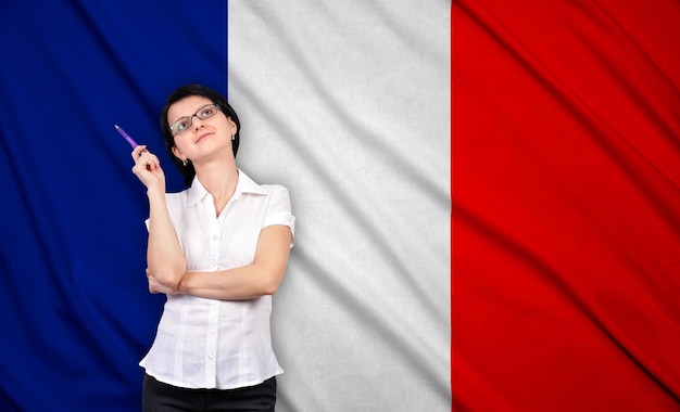 Businesswoman and france flag