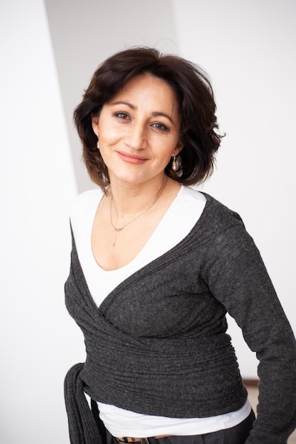 businesswoman happy on white background