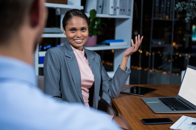 Businesswoman having a discussion in office