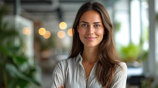 A businesswoman is seen standing at her office Generative Ai