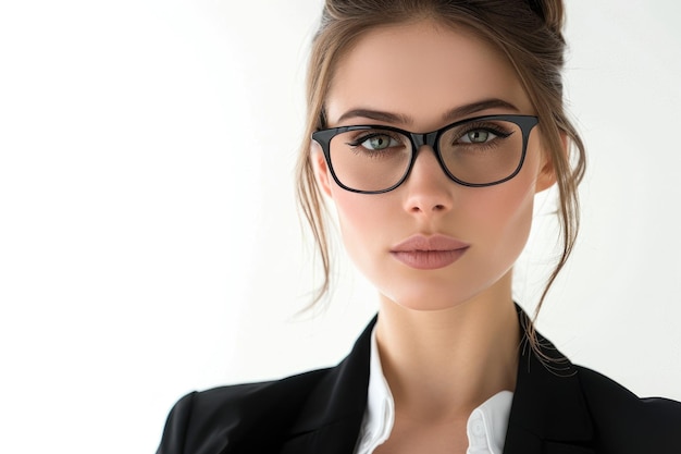 Businesswoman Isolated On White Portrait of Pretty Female in Office Attire