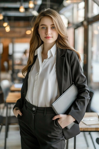 businesswoman professional attire young professional corporate setting business environment