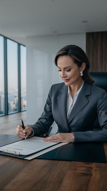 Businesswoman signing a new contract