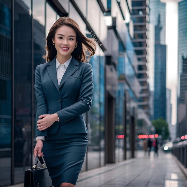 Businesswoman standing outdoors in city