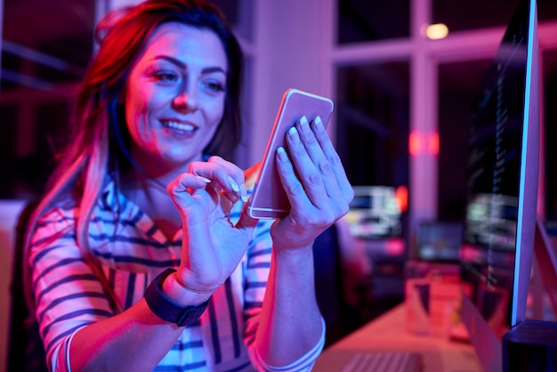 Businesswoman using mobile phone for communication