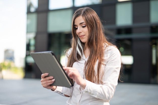 Businesswoman using a tablet