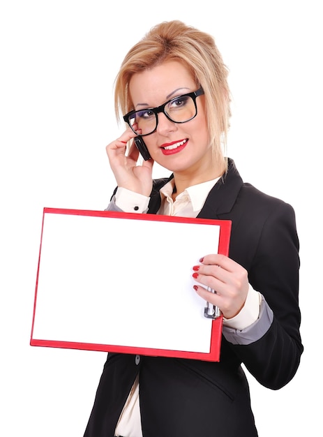 Businesswoman with clipboard