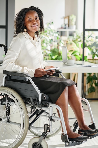 Businesswoman with disability working at office