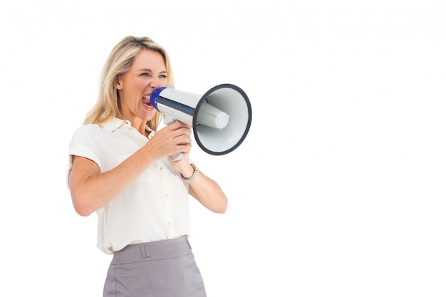 Businesswoman with a megaphone