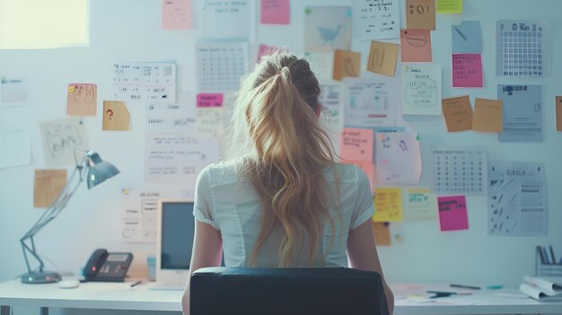 Businesswoman Working on Creative Project Stock Photo Businesswoman creative project work