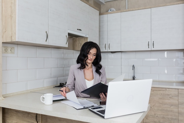 businesswoman working at home stay home online work