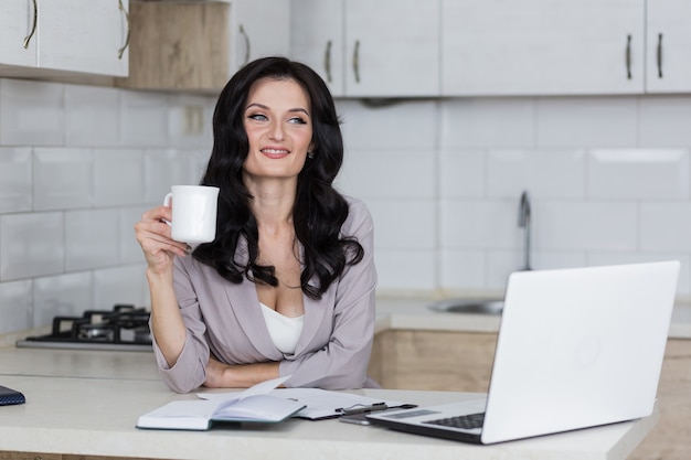 businesswoman working at home stay home online work