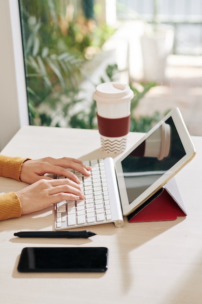 Businesswoman working on tablet computer