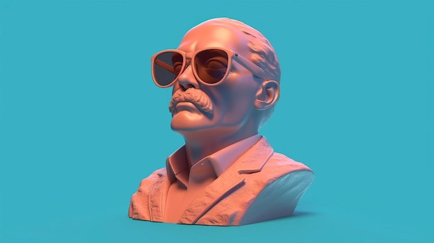 Bust sculpture with sunglasses Sculpture in glasses minimal concept art Generative AI