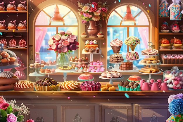 Bustling Bakery Filled With Cakes and Cupcakes Generative AI